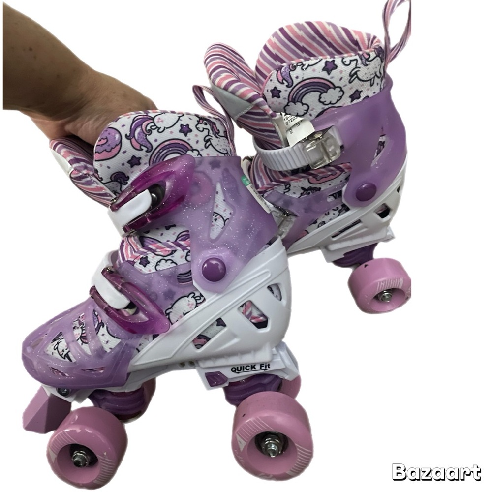 Kids Adjustable Purple Unicorn Roller Skates